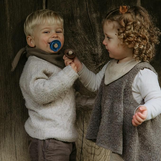 FRIGG Little Viking SilkySoft Silicone Baby Pacifier 2-Pack | Made in Denmark | BPA-Free (Cocoa/Cream, 6-18 Months)