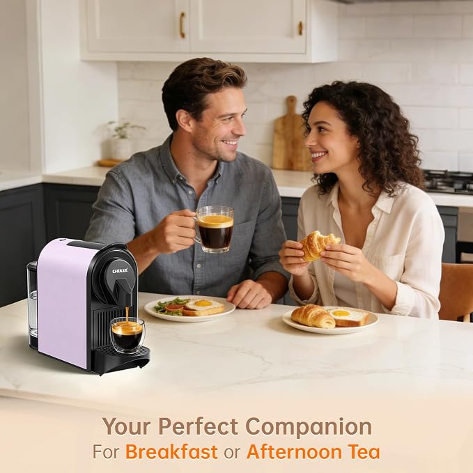CHULUX Bafè-Pro 20Bar Espresso Coffee Machine for Fast Extraction, Lavender | 1400W Rapid Heating, Espresso Lungo Buttons, Used Capsule Drawer, Auto-Eject System, 24oz Removable Reservoir, Mini Footprint