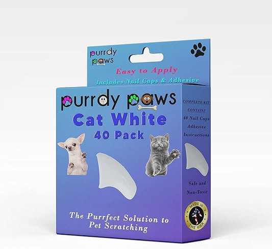 40 Pack Soft Nail Caps for Cat Claws White Kitten