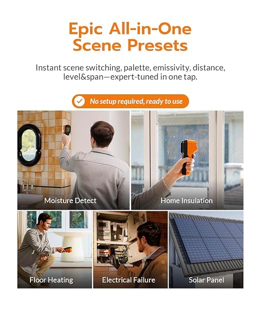 GT16S Thermal Imaging Camera with Smart AI Scene Detection, Thermometer Mode, 240��240 UIRA-IR Resolution, -4��F-1202��F Temp Alarm, 11h Runtime, Infrared Camera for HVAC Home Inspection