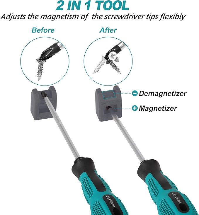 Magnetic Screwdriver Set 10 PCS,5 Phillips and 5 Flat Head Precision Screwdriver,Professional Cushion Grip and Non-Slip for Repair Home Improvement Craft,Green
