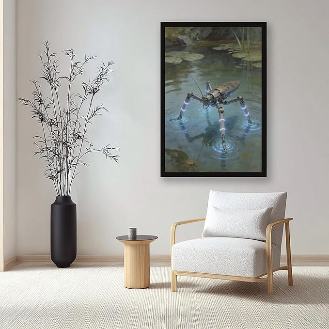 Framed Modern Sci Fi Wall Art for Living Room And Studio Futuristic Minimalist Decor 20x30in