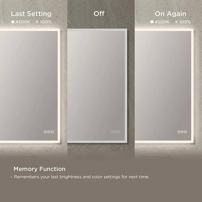 Blossom 24"X36" LED Bathroom Mirror with Lights, Front Lit and Backlight, Stepless Dimmable, Anti-Fog, Shatter-Proof Tempered Glass, Memory, 3 Colors Lighting Bathroom Mirrors for Vanity