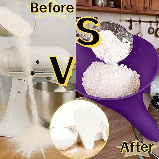Flour Funnel for KitchenAid Mixer - Compatible with 5 Qt & 4.5 Qt Bowl-Lift Models | Dishwasher Safe, Anti-Splash Design for Mess-Free Baking | Includes 2-Piece Set (Green)