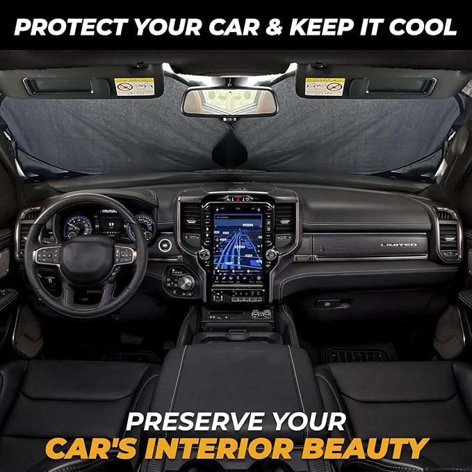Autovir Truck Windshield Sun Shade Foldable ��� 280T Sun Visor Front Shield