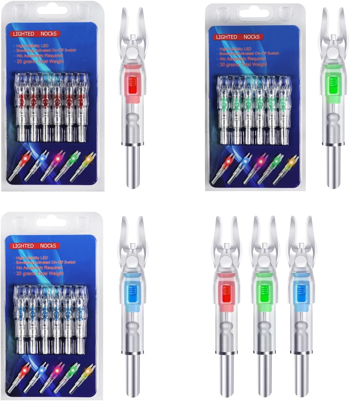 Skiennix Lighted Nocks for Arrows - Bowstring Activation | 6 Pack Compatible with .166/G, .204/X, .233/H, .244/S, .246/GT