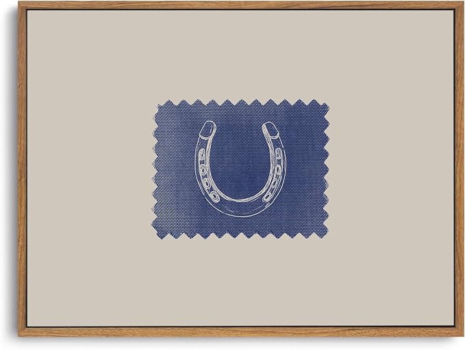 ZZLWBKGL Horseshoe Decor Western Wall Art Vintage Framed Wall Art 8x10in | Cowboy Picture Retro Lucky Artwork for Living Room Bedroom