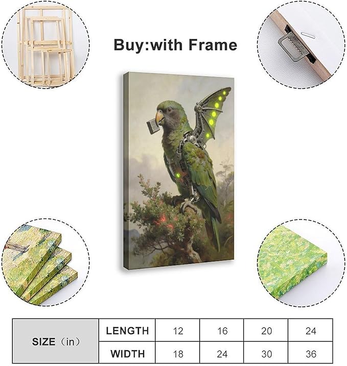 Framed Mechanical Fantasy Wall Art for Modern Living Room Industrial Sci Fi Decor Statement Piece 20x30inch(50x75cm)