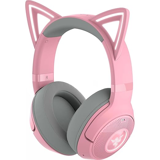 Razer Kraken Kitty V2 BT Wireless RGB Headset, Pink | Chroma RGB Kitty Ears & Earcups, Bluetooth 5.2, 40 mm Drivers, Noise-cancelling Mics, Lightweight, USB-C, 40 Hr Battery