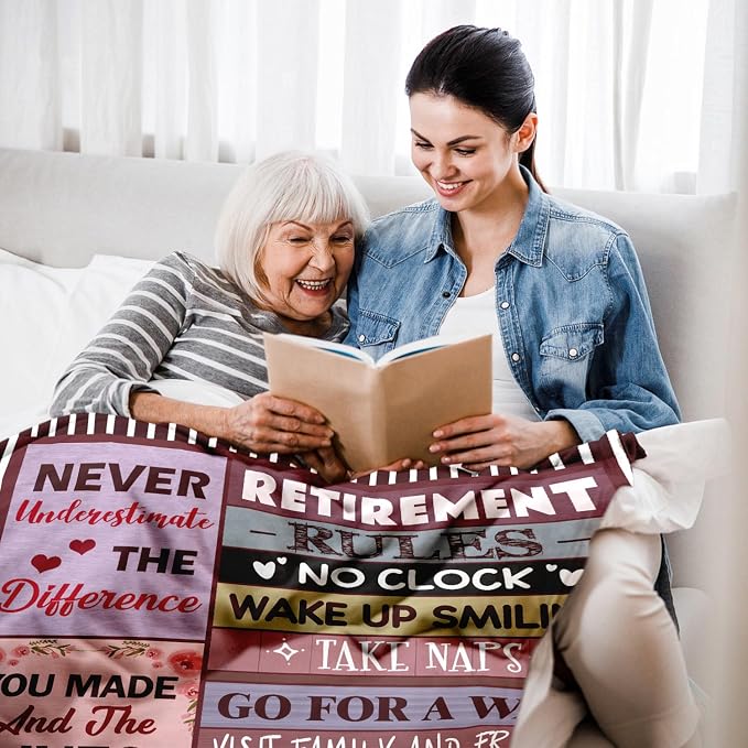 Retirement Gift for Woman or Men, Retirement Blanket for Women 50"X60" | Happy Retirement Party Decorations, Happy Retirement Gifts for Women Mom Teacher Nurse Coworker Retirees- Retirement Blanket