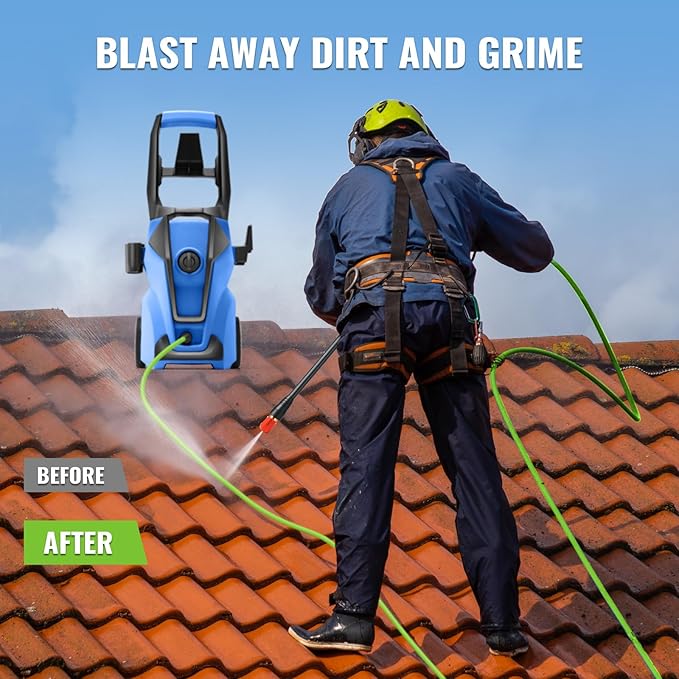 Pressure Cleaner 5000PSI with 33FT Flexible Extension Hose for Cars/Patios/Driveways, Blue