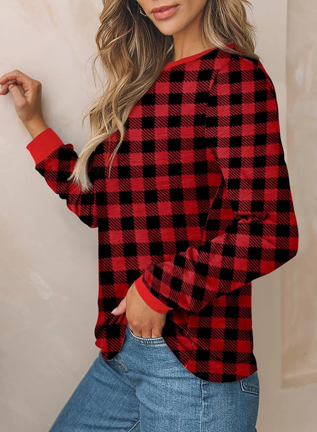 EVALESS Womens Crewneck Long Sleeve Tops Casual Polka Dots Tops Fall 2026 Tshirts Shirts
