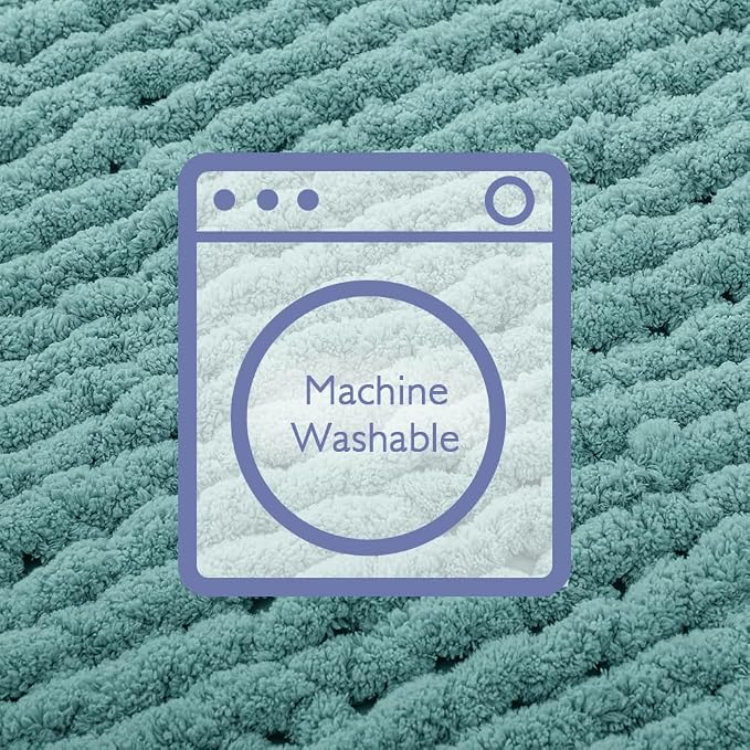 Bigacogo Chunky Knit Throw Blanket for Couch, 40x60 inches, Light Teal | Hand Knit with Jumbo Chenille, Soft Breathable Cable Knit for Sofa Bed Living Room, Machine Washable, Gift for Mom Friend