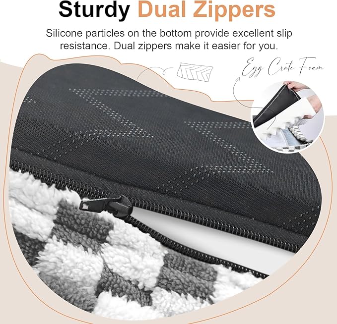 Large Dog Bed Orthopedic Washable: Beds Bolster XL Bed Big XLarge Dogs Egg Crate Foam Couch Sofa Waterproof with Removable Cover - Dark Grey Grid