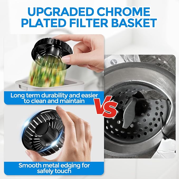 3 in 1 Kitchen Sink Drain Strainer Stopper Removable Basket Pop-Up | Kitchen Sink Accessories 1 Pack Brushed Black Stainless - Food Catcher, Odor-Blocking Seal, Fits 3.5" Drain