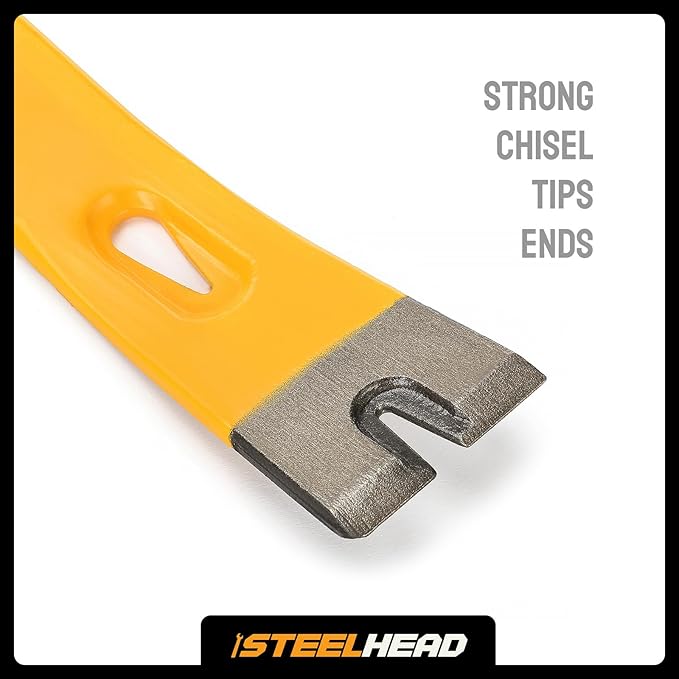 STEELHEAD 15" Heavy-Duty Flat Pry Bar,Integrated Nail Puller,Rust & Corrosion Resistant Enamel Finish,Ultra-Durable Forged Heat-Treated Carbon Steel,Flat,USA-Based Support,SH-PB-B1-15-1