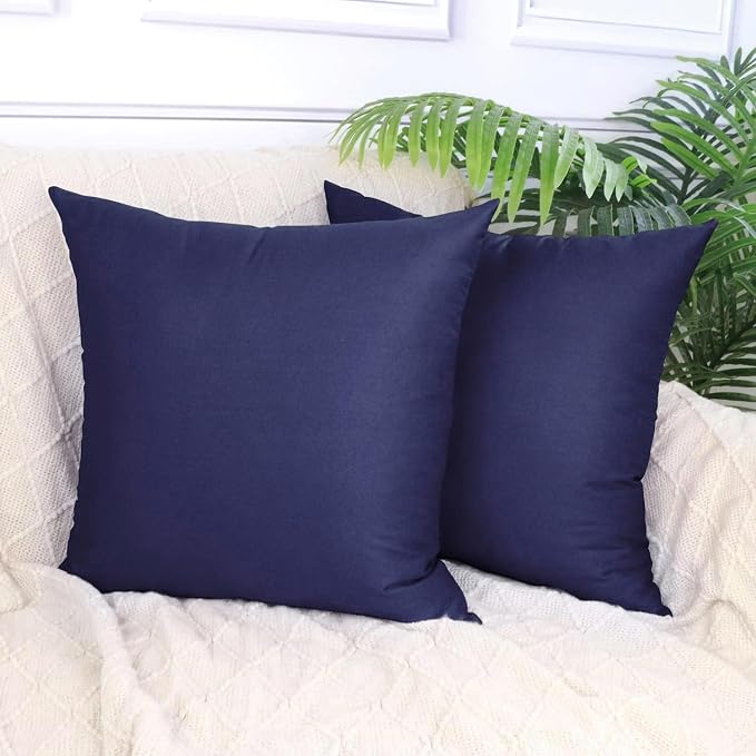 Thmyo 4-Pack 100% Cotton Comfortable Solid Decorative Throw Pillow Case Square Cushion Cover Pillowcase Sublimation Blank Pillow Covers Halloween DIY Throw Pillowcase(26x26inch/66x66cm,Dark Blue)