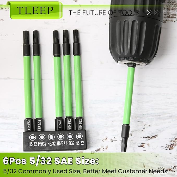3.5" Long 1/4" Hex Head Allen Wrench Drill Bit Set, SAE 5/32" Impact Driver Bit Set with Magnetic Tips, S2 Steel, Hex Keys with Storage Case