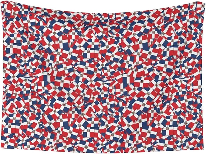 Reversible Plush Throw for Dogs and Cats, Dominican Republic Flag Wave, Double Sided Blanket with Nubby Dot Side and Sleek Side Ideal for Cuddling Nesting Security