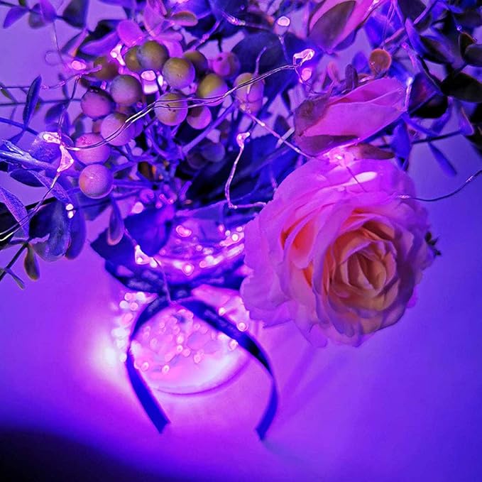 16 Packs Fairy Lights Battery Operated(Batteries Included),10.2FT 30LEDs Copper Wire Firefly Lights,Mini Starry String Lights for Mason Jars Wedding Party DIY gift Christmas Decor (Purple Fairy Light)
