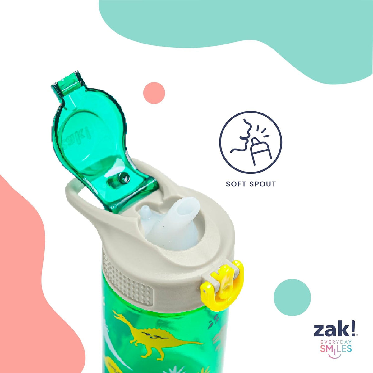 Zak Designs Sesame Street Kids Water Bottle - 16oz Durable Plastic with Straw & Handle | Leak-Proof, 2-Pack (Elmo & Friends)