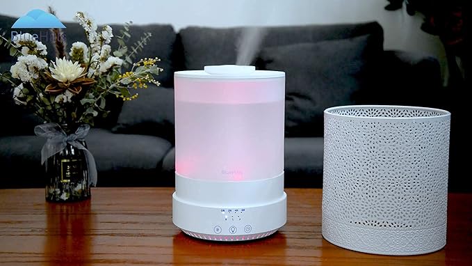 BlueHills Premium 2500 ML Set of 3 Extra Large Essential Oils Diffusers for Big Rooms High Mist Output XL Huge Capacity Adjustable Cool Mist Great Gift – Value Pack of 3 White Dark Wood and Design
