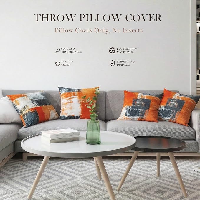 Burnt Orange Throw Pillow Covers 20x20 Set of 4 Decorative Cushion Cover Taupe Abstract Art Painting Pillow Covers for Sofa Couch Bedroom Living Room Outdoor Home Décor | Taupe & Burnt‑Orange Modern‑Art Cushion Cases, neutral aesthetic pillowcases for ...