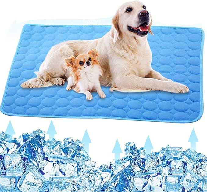 Dog Cooling Mat, Pet Dog Self Cooling Pad, Ice Silk Washable Summer Cool Mat for Cats, Kennels, Crates and Beds (XX-Large 59''×40'', Blue)