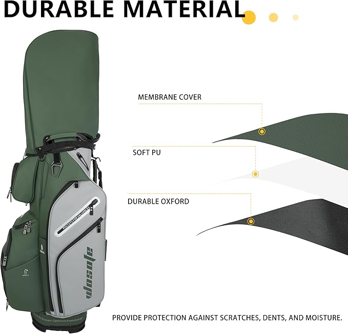 PU Leather Lightweight Men Women Blue White Black Green Golf Bag,Multiple 10 Pockets 14-Way Dividers Cooler Pouch Golf Cart Bag