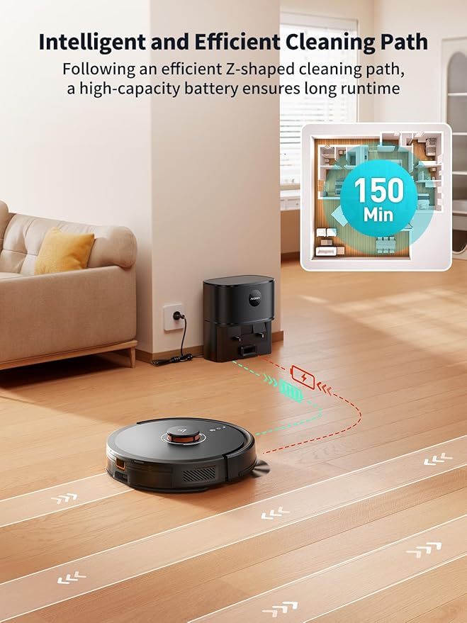 Robot Vacuum and Mop, Self-Emptying Robot Vacuum Cleaner with 8000Pa Suction, Laser Navigator with Smart Mapping Robotic Vacuums, 150Mins Runtime,Schedule,App Alexa Control for Carpet/Pet Hair,Q10 pro