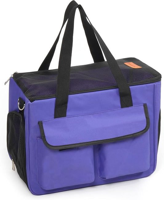 Cat & Dog Carrier for Pets Up to 15 Lbs, Airline Approved Soft-Sided Collapsible Pet Carrier for Cats & Dogs, Cat Carrier with Breathable Mesh, Padded Interior – Ideal for Car Rides, Daily Use(purple)