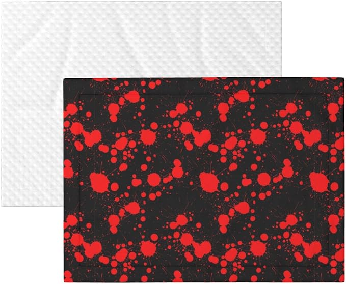 Double Sided Pet Mat for Dog Bed Topper Cat Blanket Furniture Protector, Classic Horror Blood Splatter Black, Reversible Plush with Tactile Dot Pattern for Style Change