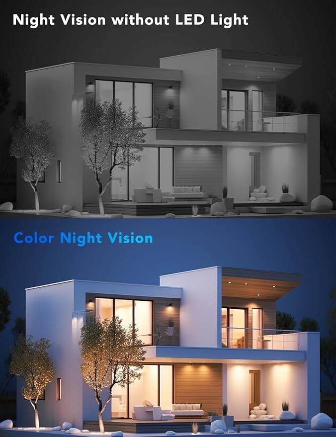 2K Solar Security Cameras Wireless Outdoor, 360°PTZ Battery Powered Cameras for Home Security, 2.4G WiFi Outdoor Camera with Color Night Vision, IP66 Waterproof, Motion Sensor Alarm, White，2Pack