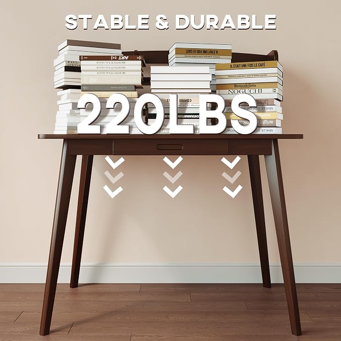 IOTXY Small Writing Desk with Hutch - 31.5" Work Computer Study Table | Black Walnut, Storage Drawer, Space-saving for Home and Office, with Bookshelves