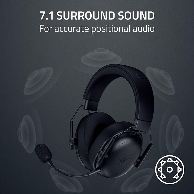 Razer BlackShark V3 X HyperSpeed Wireless PC Gaming Headset, Black | 50mm Drivers, Cardioid Mic, 2.4 GHz, Bluetooth, USB, Works with Mac, PS5, Nintendo Switch, Smartphone, 70 Hr Battery