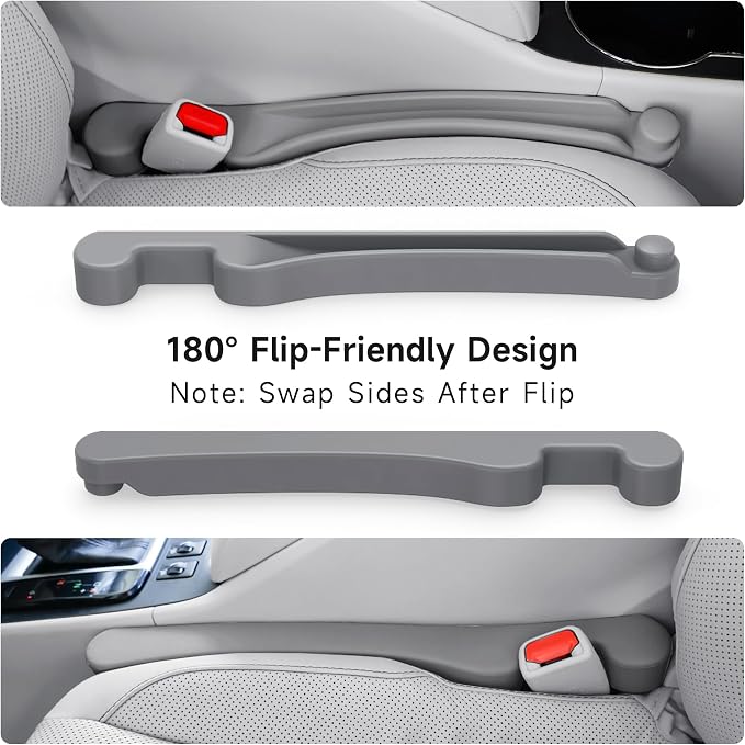 Givifive Car Seat Gap Filler Set of 2, 3IN1 Seat Side Gap Filler Plug with Storage Slot & Hook Function, Soft Foam Universal Fit Car SUV Truck Fill Gap Between Seats Console Organizer���Standard Gray���