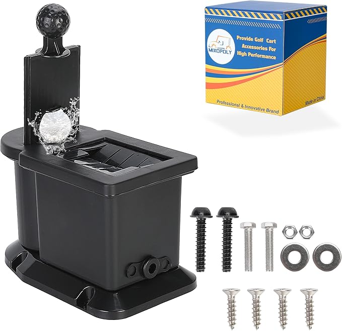 Golf Cart Club Cleaner and Ball Washer Kit Universal for Yamaha EZGO Club Car Advanced EV, Star EV, with Bracket for Precedent Model