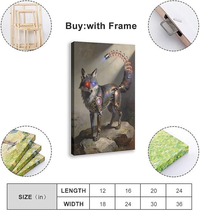 Framed Steampunk Fantasy Wall Art for Modern Living Room TV Wall Futuristic Industrial Style Decor Statement Artwork 16x24inch(40x60cm)