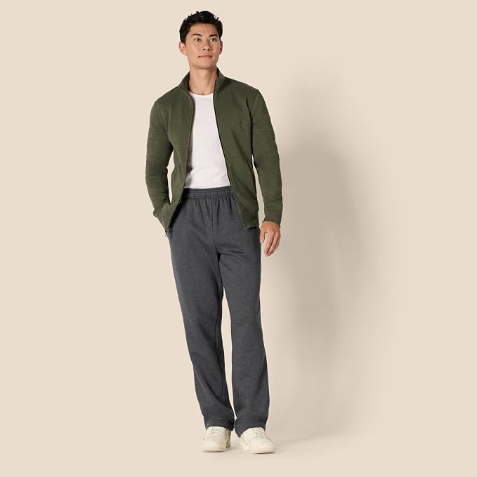 Amazon Essentials Men's Relaxed Straight Leg Fleece Open Bottom Sweatpant (Available in Big & Tall)