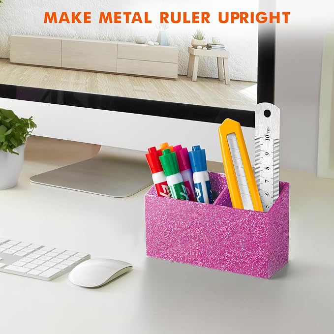 BEYGORM Magnetic Dry Erase Marker Holder for Whiteboard & Refrigerator | Non-slip Acrylic Pen Holder for Classroom, Fridge Magnet, Locker Organizer Accessories, Teacher & School Supplies(Blue)