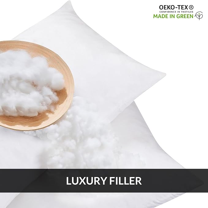 ROYALE LINENS 12 x 24 Pillow Insert - Down Alternative Throw Pillows Insert - Rectangle Pillow Pack of 2 White - Bed & Couch Pillows - Inner Cushion for Bed, Cushion for Living Room - Shams Stuffer