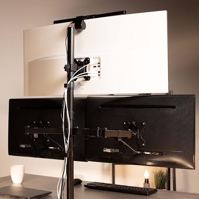 VIVO Triple LCD Monitor Desk Mount Stand Heavy Duty and Fully Adjustable, 3 Screens up to 30 inches STAND-V003T