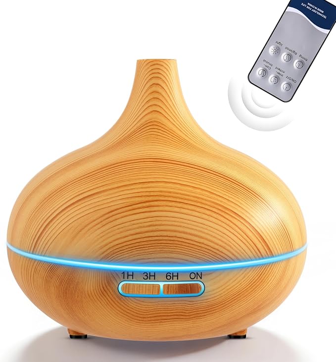 Rechargeable Diffuser for Essential Oils Large Room, 450ml Battery Operated Essential Oil Diffuser with Remote Control, Aromatherapy Oil Diffuser with Timer, 7 Colors Light humidifiers for Home&Office