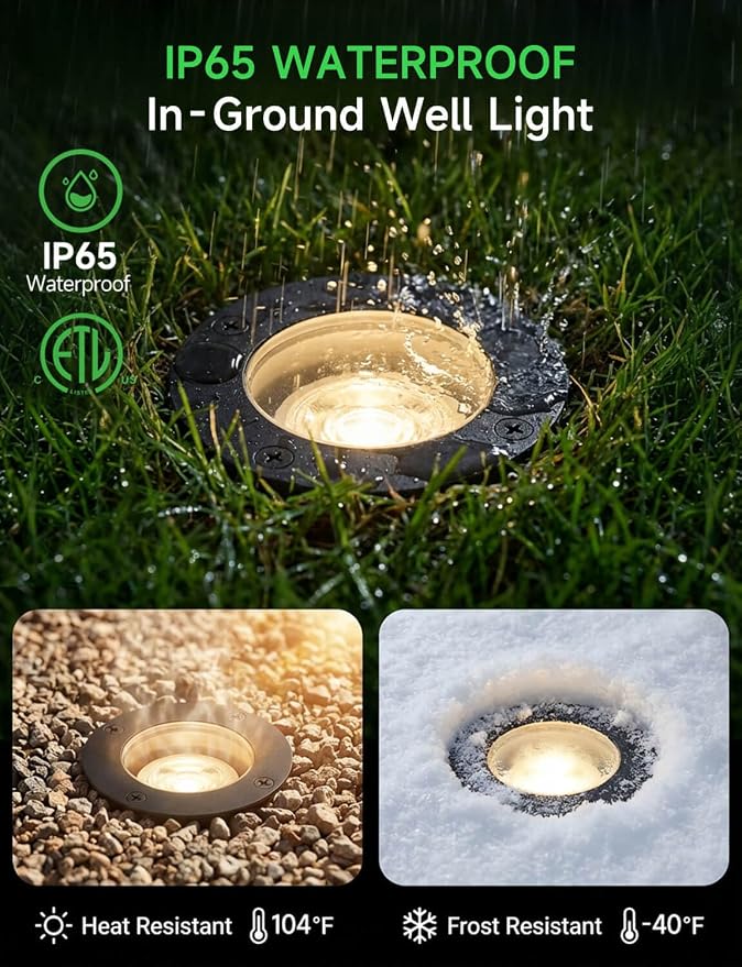Smart RGBCW Outdoor In-Ground Well Light, 12V Low Voltage Landscape Lighting with App & Remote Control, Replaceable Bulb for Yard, IP65 Waterproof, Transformer and Wire Not Included, 1 Pack