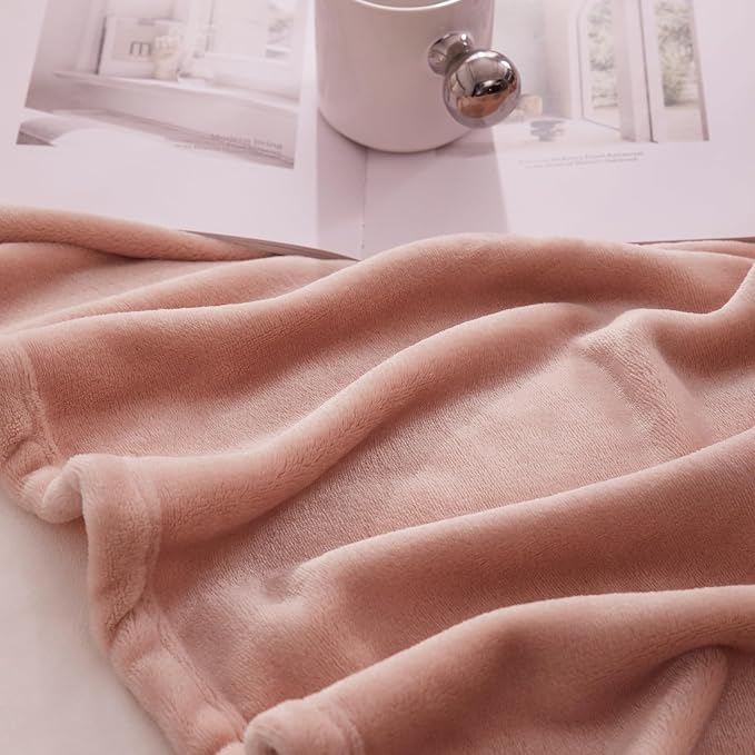 Hansleep King Dusty Pink Fleece Blanket, Soft Flannel Bed Blanket | Fuzzy Cozy Blanket 90x108 Inches, Multi-use for Bed, Sofa, Couch, Travel, Camping, All Season Warm Lightweight Cover