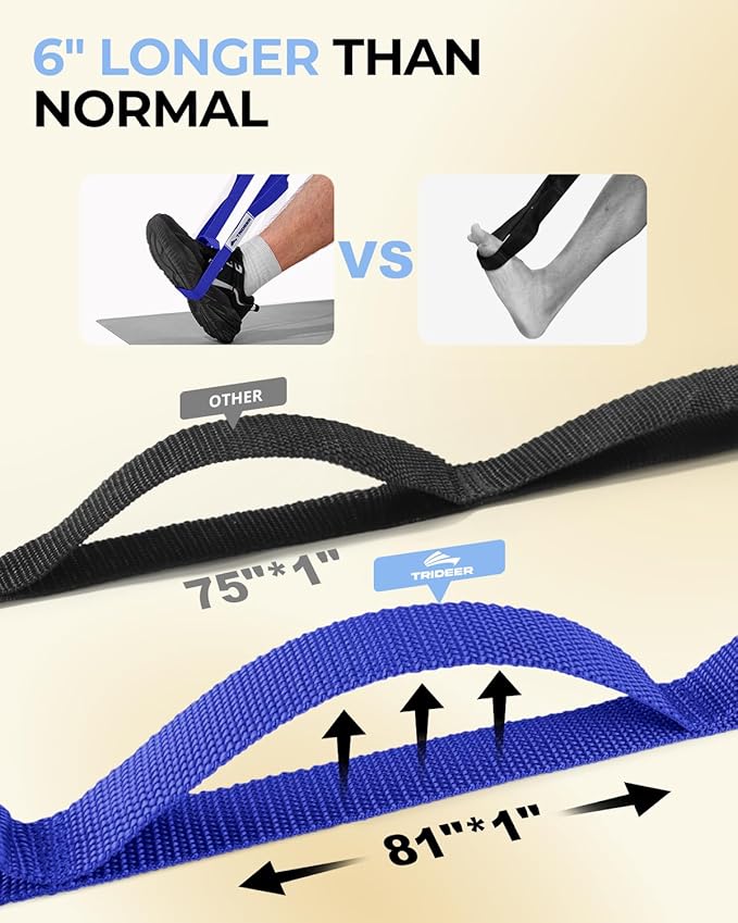 Trideer Stretching Strap Yoga Strap for Physical Therapy, 10 Loops Yoga Straps for Stretching, Non-Elastic Stretch Strap for Pilates, Exercise, Stretch Band for Women & Men
