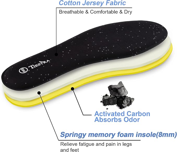3 Pair -Shoe Inserts for Mens Memory Foam Insoles,Replacement Insoles for Work Boots Running Shoes, Cushion Shock Absorbing for Foot Pain Relief, Comfort Breathable Inner Soles Black 46EU,US13