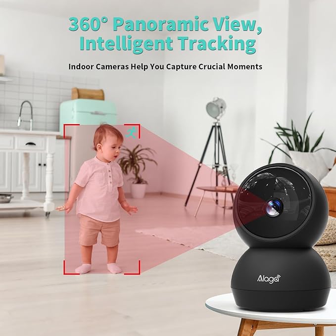 Security Camera, 2K HD Indoor Security Camera, 360 Degree Pan/Tilt Pet Camera 2.4G and 5G WiFi, Motion Detection, 2-Way Audio, Siren, Night Vision, Cloud SD Card Compatible Alexa Google Assistant