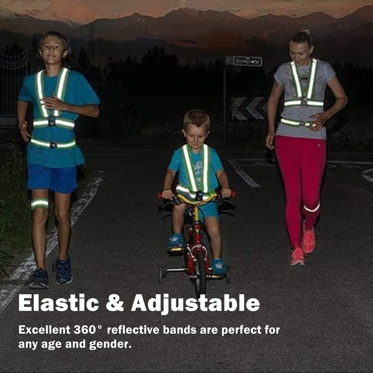 Reflective Running Gear - High Visibility Reflective Vest, Armband & Belt Set for Night Safety | Unisex