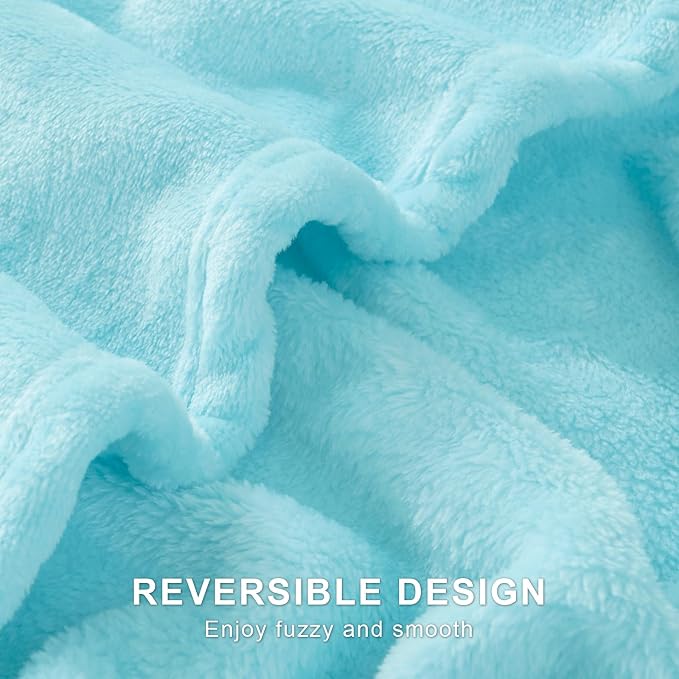 Hansleep Queen Robin Egg Blue Fleece Blanket, Soft Flannel Bed Blanket | Fuzzy Cozy Blanket 90x90 Inches, Multi-use for Bed, Sofa, Couch, Travel, Camping, All Season Warm Lightweight Cover